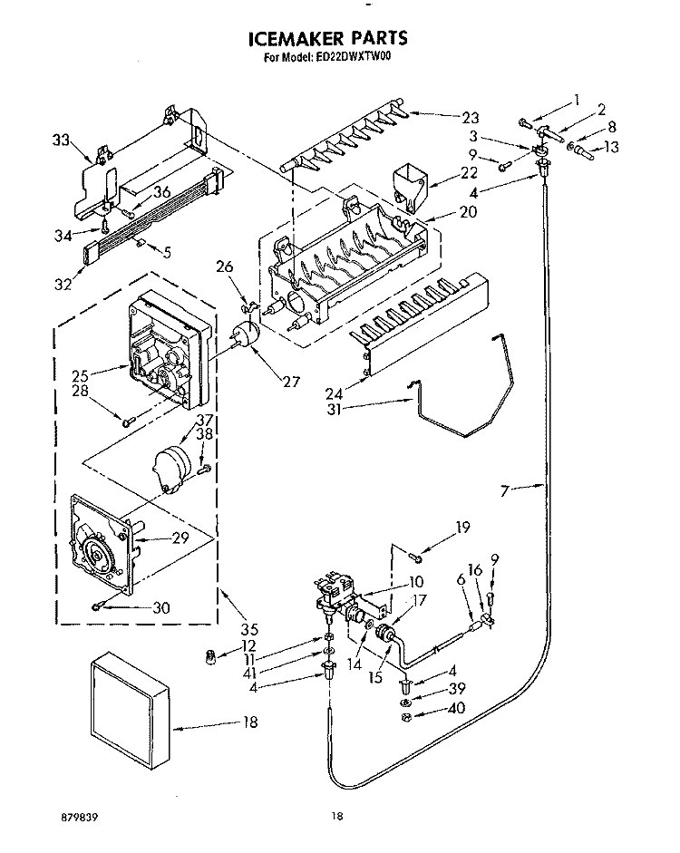 ICEMAKER, LIT/OPTIONAL Diagram and Parts List for ED22DWXTN00  Whirlpool Refrigerator