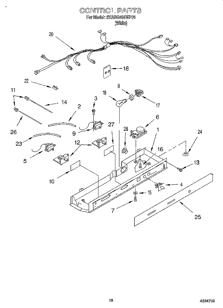 CONTROL Diagram and Parts List for 3XARG498WP01  Whirlpool Refrigerator
