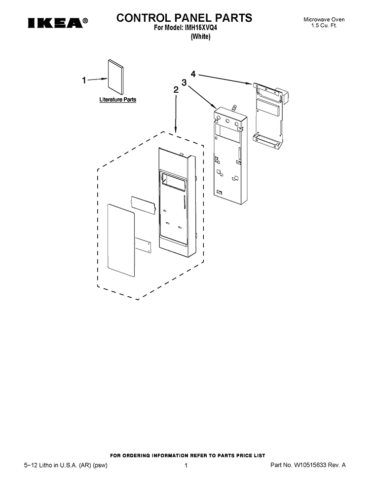 CONTROL PANEL PARTS Diagram and Parts List for IMH15XVQ4  Whirlpool Microwave