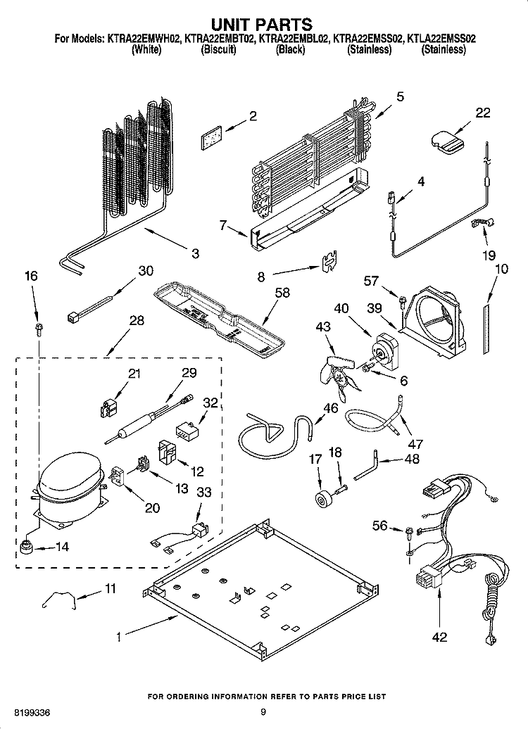 UNIT PARTS Diagram and Parts List for KTRA22EMBT02  KitchenAid Refrigerator