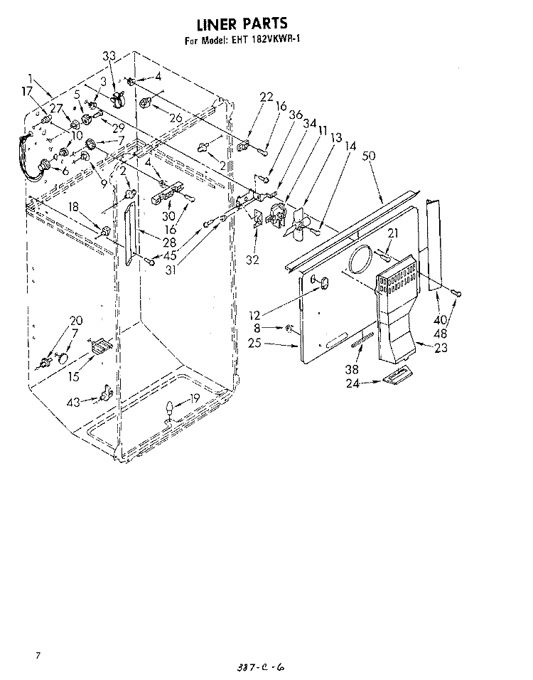 LINER Diagram and Parts List for EHT182VKWR1  Whirlpool Refrigerator