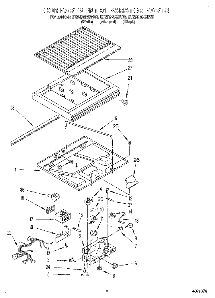 COMPARTMENT SEPARATOR Diagram and Parts List for ET20DMXBW00  Whirlpool Refrigerator