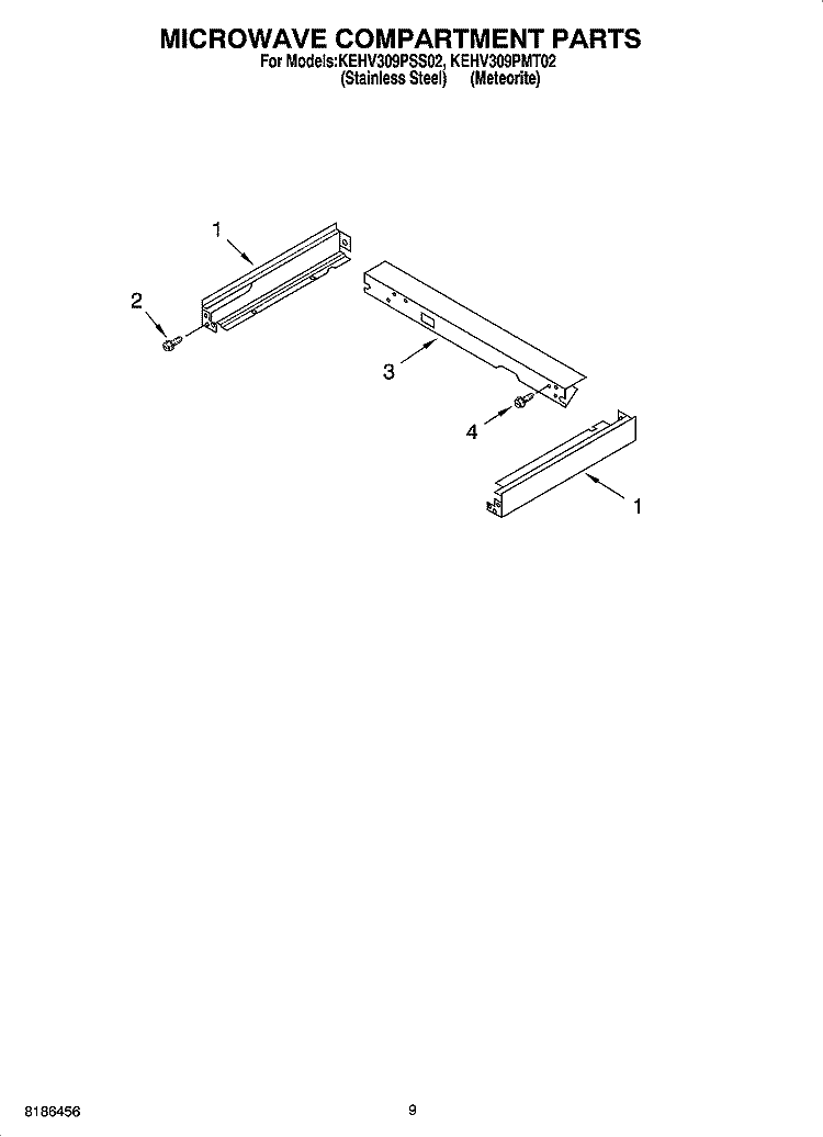 MICROWAVE COMPARTMENT PARTS Diagram and Parts List for KEHV309PMT02  KitchenAid Microwave Oven Combo