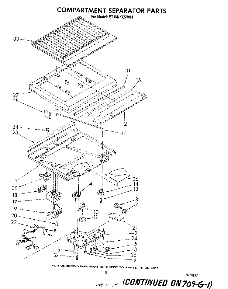 COMPARTMENT SEPARATOR Diagram and Parts List for ET18NKXSW03  Whirlpool Refrigerator