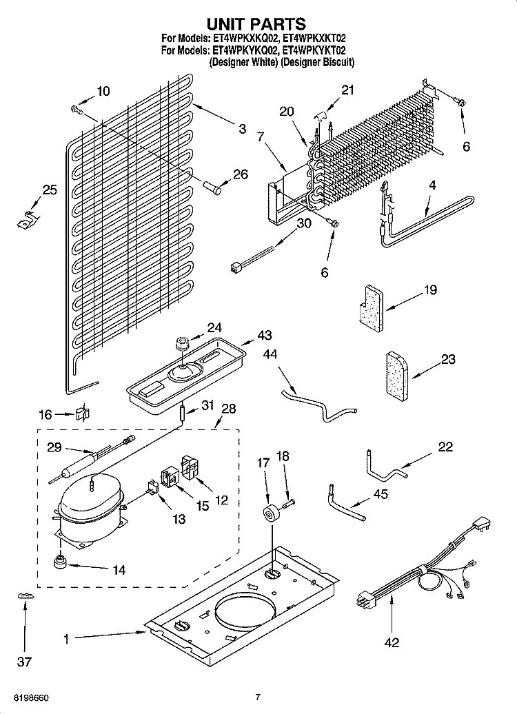 UNIT PARTS Diagram and Parts List for ET4WPKYKT02  Whirlpool Refrigerator