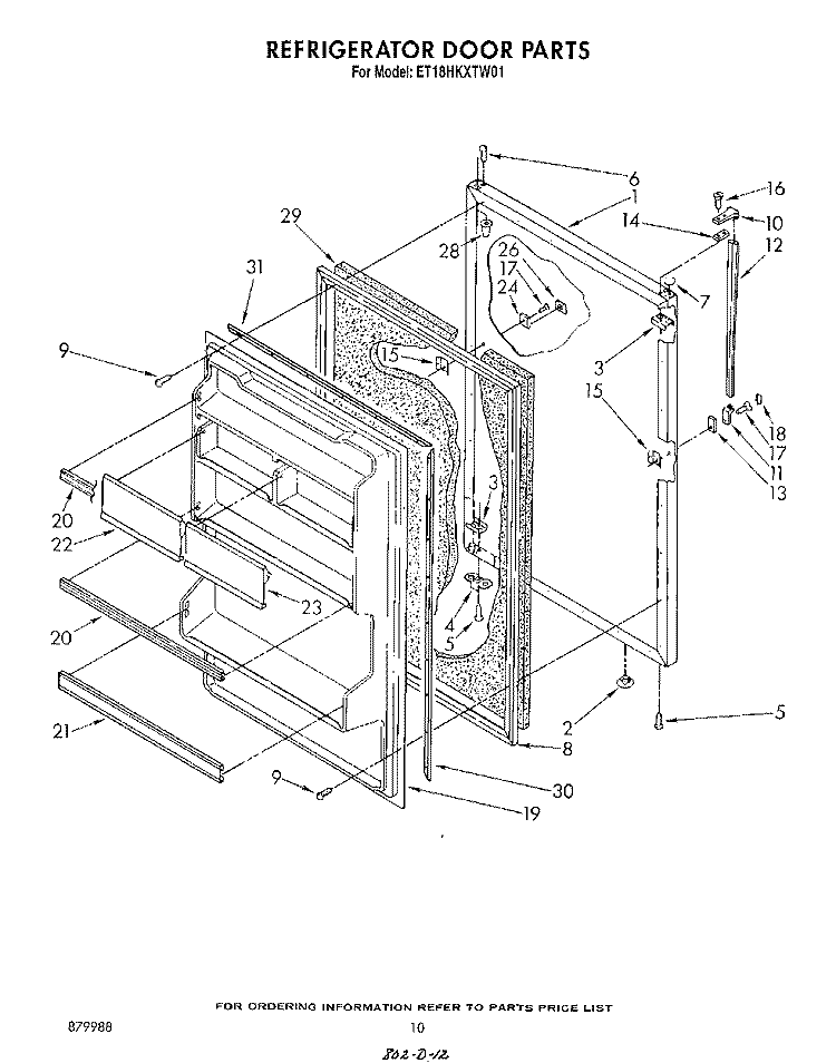 REFRIGERATOR DOOR , LIT/OPTIONAL Diagram and Parts List for ET18HKXTF01  Whirlpool Refrigerator