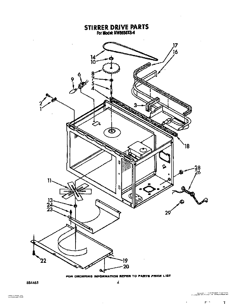 STIRRER AND DRIVE, OPTIONAL Diagram and Parts List for MW8650XS6  Whirlpool Microwave