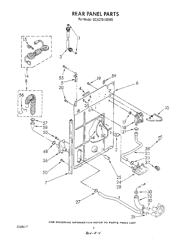 REAR PANEL Diagram and Parts List for GCA2781XSW0  Whirlpool Washer