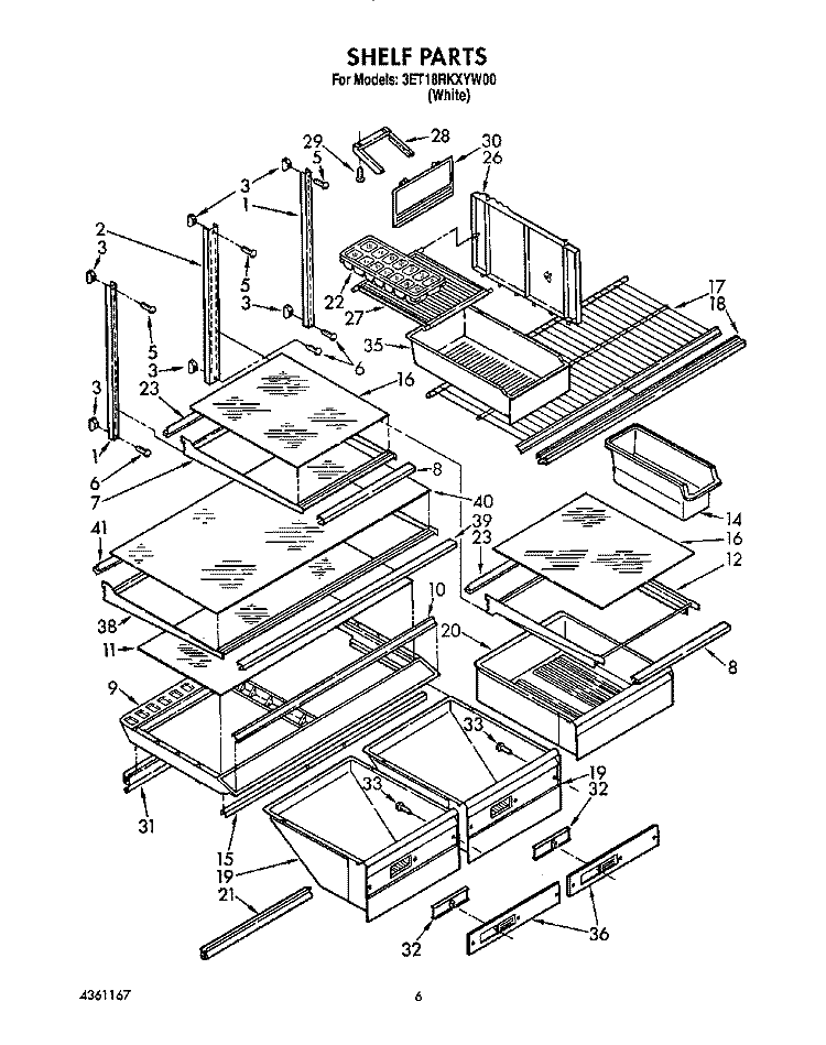 SHELF, LIT/OPTIONAL Diagram and Parts List for 3ET18RKXYN00  Whirlpool Refrigerator