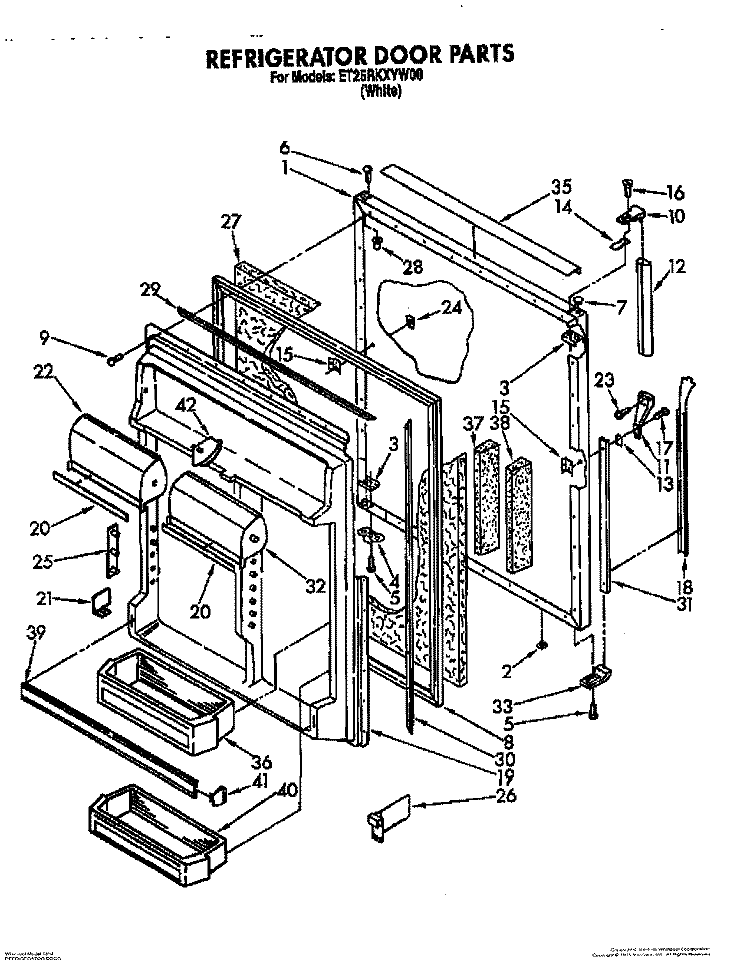 REFRIGERATOR DOOR Diagram and Parts List for ET25RKXYW00  Whirlpool Refrigerator