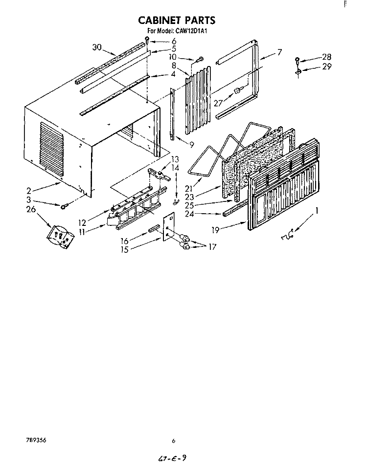 SECTION Diagram and Parts List for CAW12D1A1  Whirlpool Air Conditioner