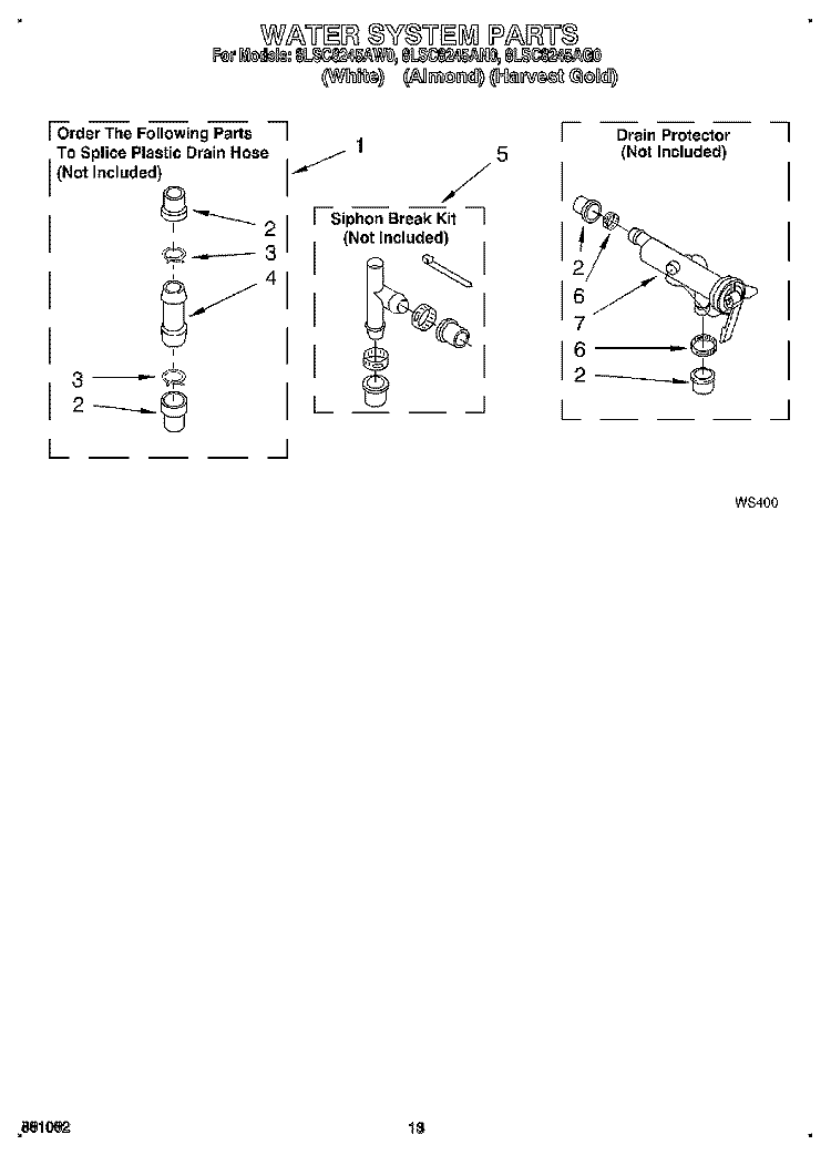 WATER SYSTEM Diagram and Parts List for 8LSC8245AW0  Whirlpool Washer