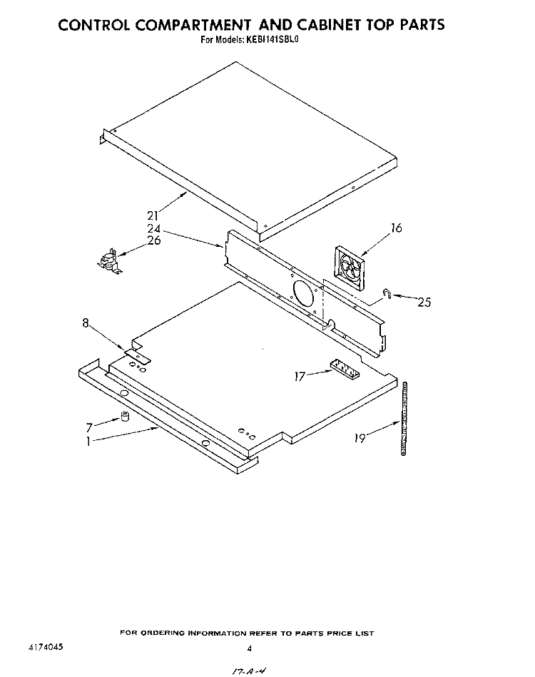 CONTROL COMPARTMENT AND CABINET TOP Diagram and Parts List for KEBI141SBL0  KitchenAid Wall Oven