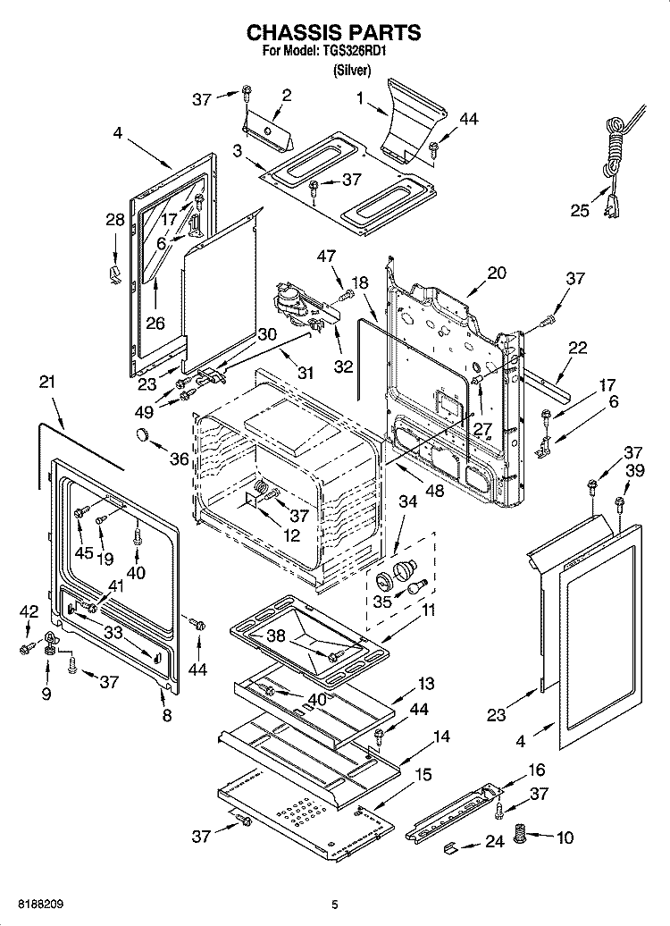 CHASSIS PARTS Diagram and Parts List for TGS326RD1  Estate Range