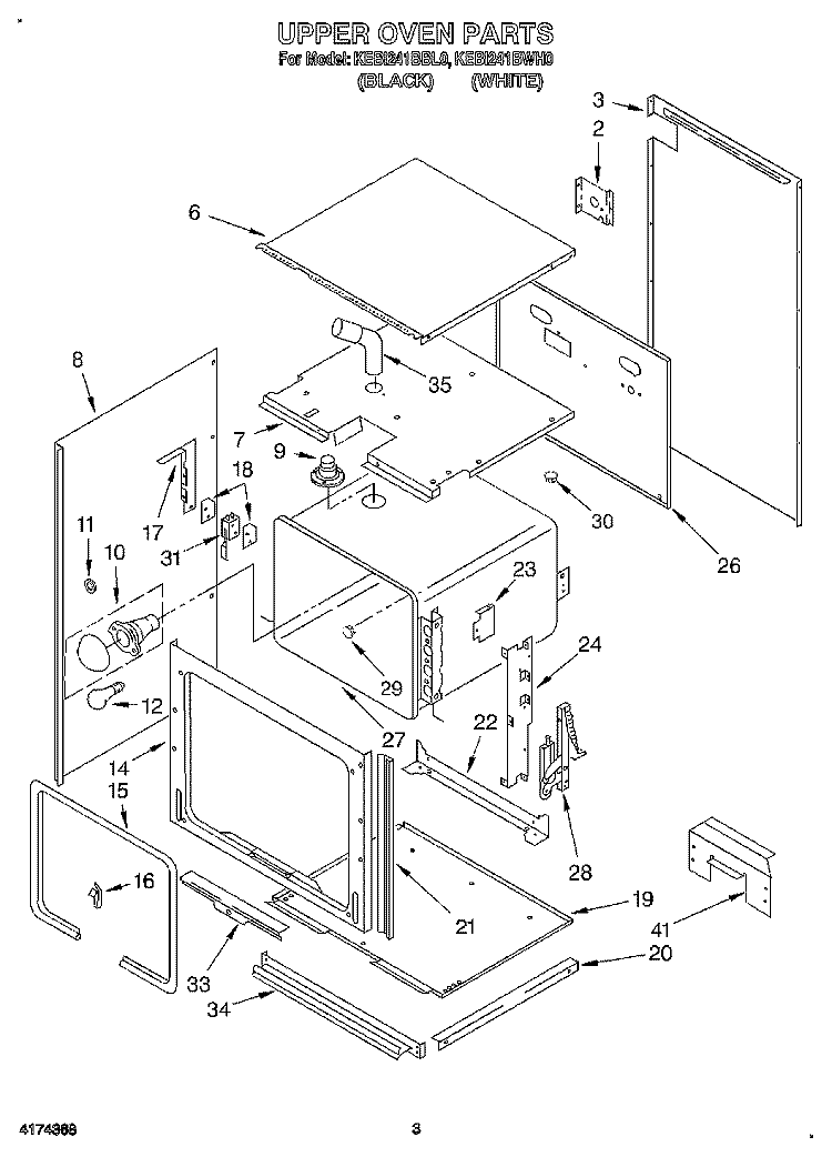 UPPER OVEN, OPTIONAL Diagram and Parts List for KEBI241BWH0  KitchenAid Wall Oven