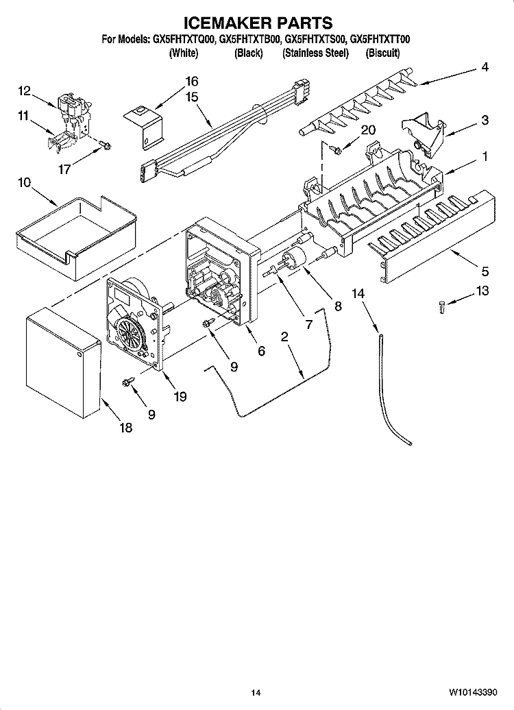 ICEMAKER PARTS, OPTIONAL PARTS (NOT INCLUDED) Diagram and Parts List for GX5FHTXTQ00  Whirlpool Refrigerator