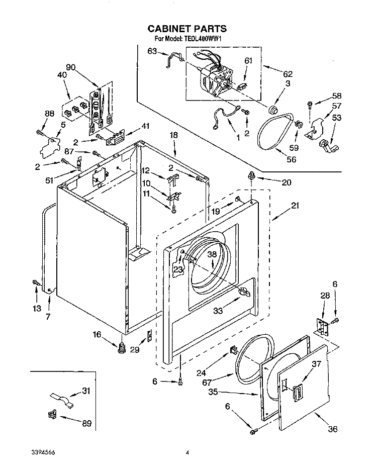 SECTION Diagram and Parts List for TEDL400WN1  Whirlpool Dryer