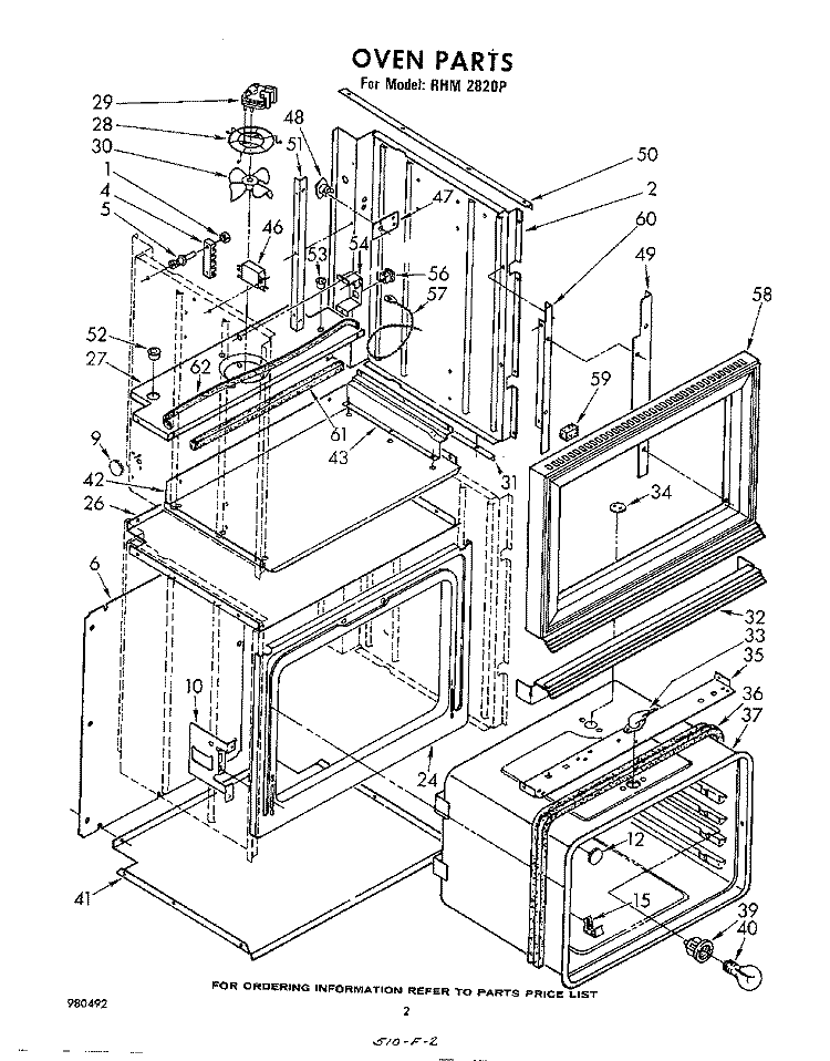 OVEN Diagram and Parts List for RHM2820P  Whirlpool Range