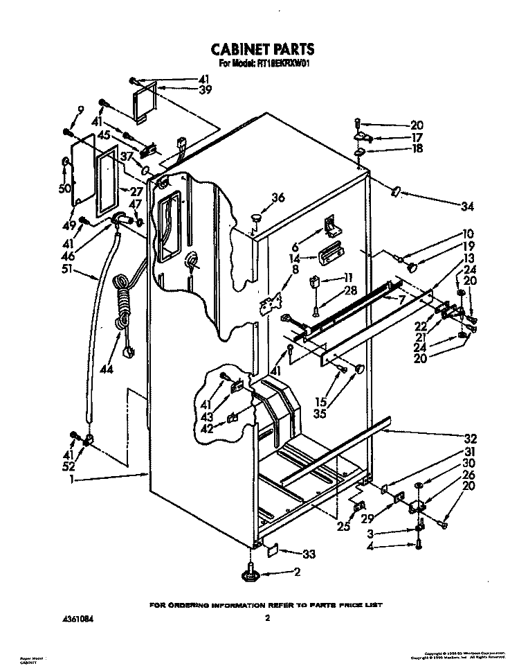 CABINET Diagram and Parts List for RT18EKRXW01  Roper Refrigerator