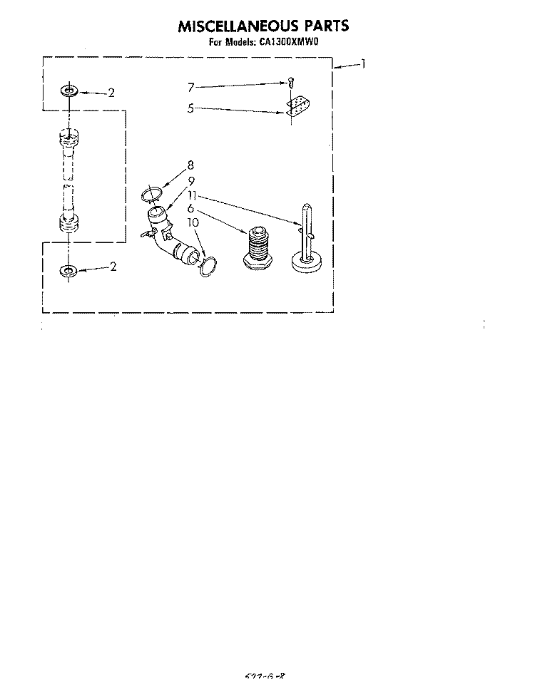 MISCELLANEOUS , LITERATURE AND OPTIONAL Diagram and Parts List for CA1300XMW0  Whirlpool Washer