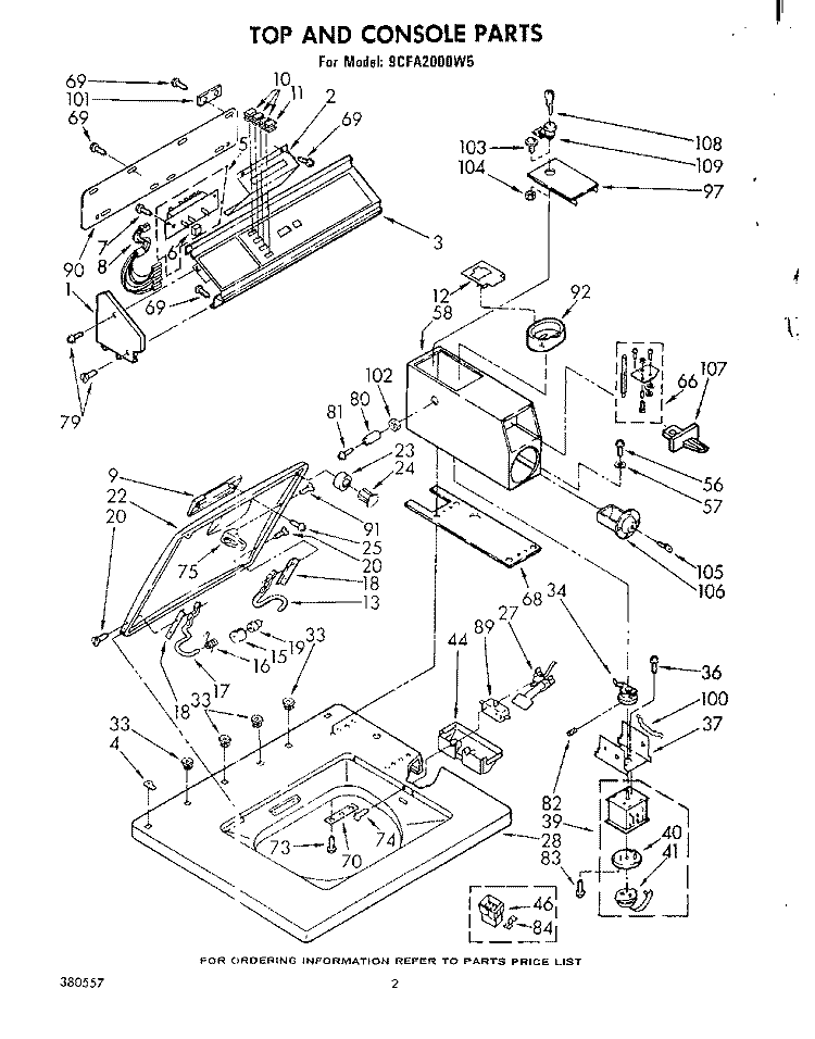 SECTION Diagram and Parts List for 9CFA2000W5  Whirlpool Washer