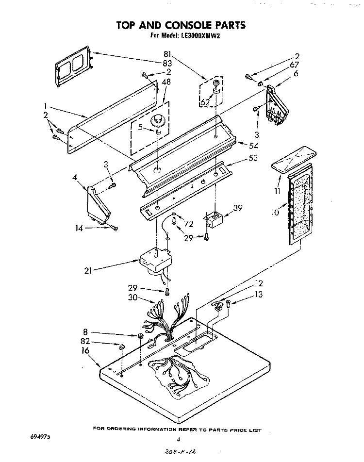 SECTION Diagram and Parts List for LE3000XMW2  Whirlpool Dryer