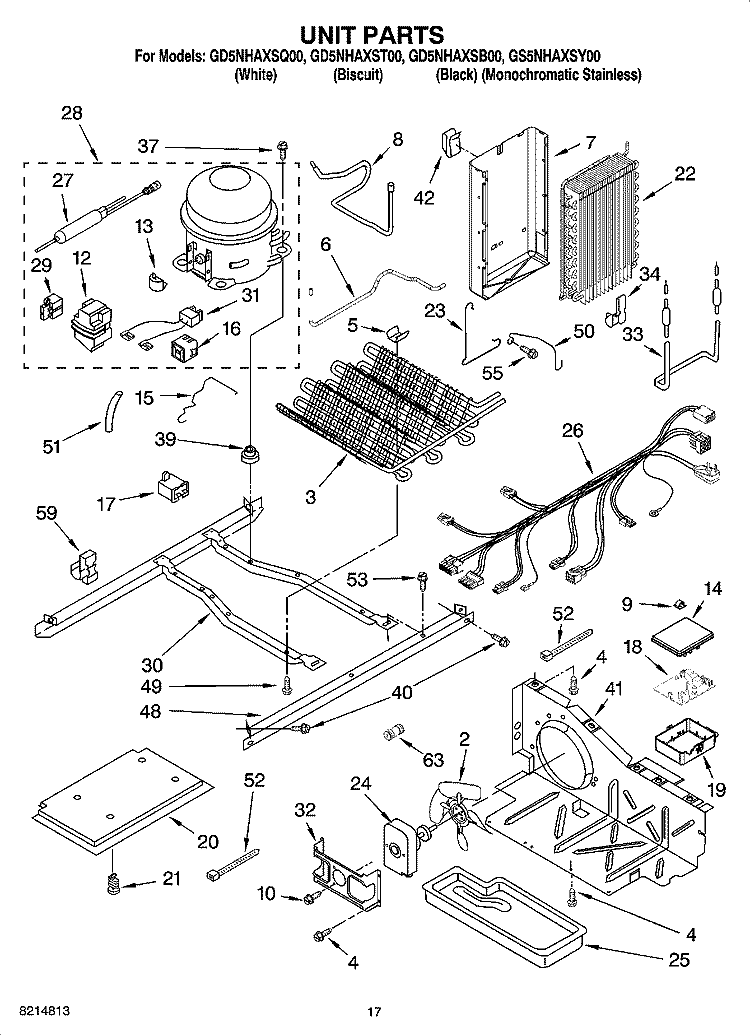 UNIT PARTS Diagram and Parts List for GS5NHAXSY00  Whirlpool Refrigerator