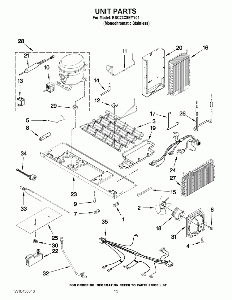 UNIT PARTS Diagram and Parts List for KSC23C9EYY01  KitchenAid Refrigerator