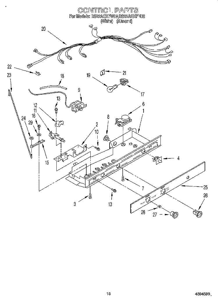 CONTROL Diagram and Parts List for RS22AQXFW00  Roper Refrigerator