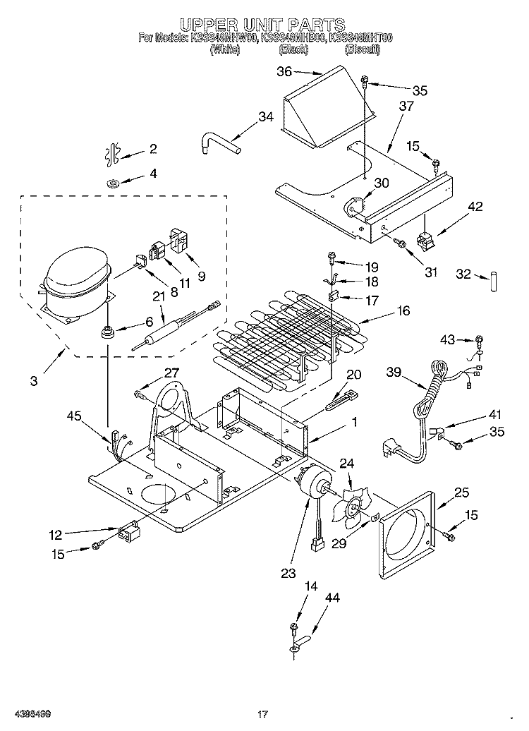 UPPER UNIT Diagram and Parts List for KSSS48MHT00  KitchenAid Refrigerator