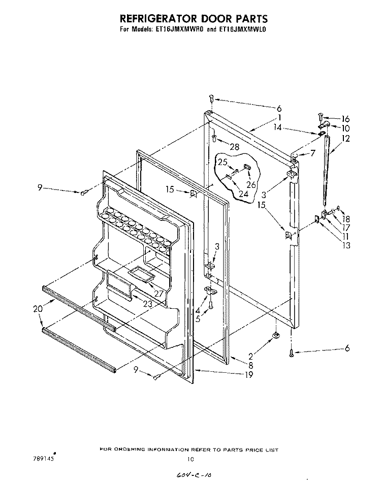 REFRIGERATOR DOOR Diagram and Parts List for ET16JMXMWR0  Whirlpool Refrigerator