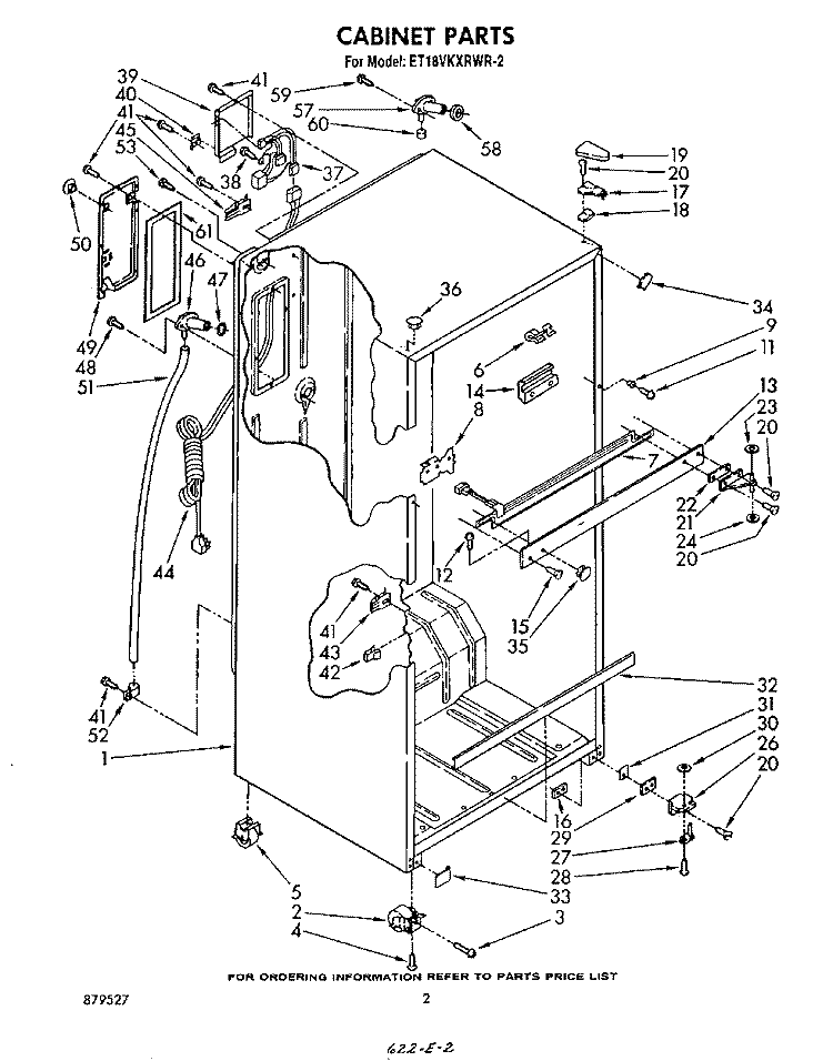 CABINET Diagram and Parts List for ET18VKXRWR2  Whirlpool Refrigerator