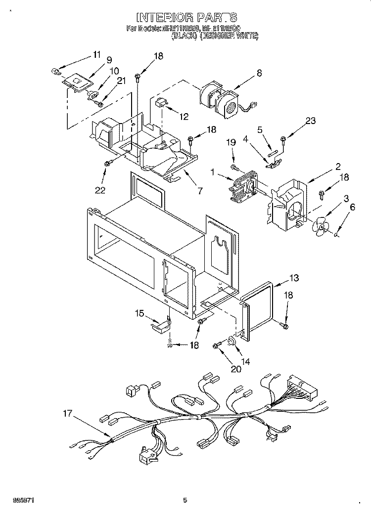 INTERIOR, LIT/OPTIONAL Diagram and Parts List for MHE11REQ0  Roper Microwave