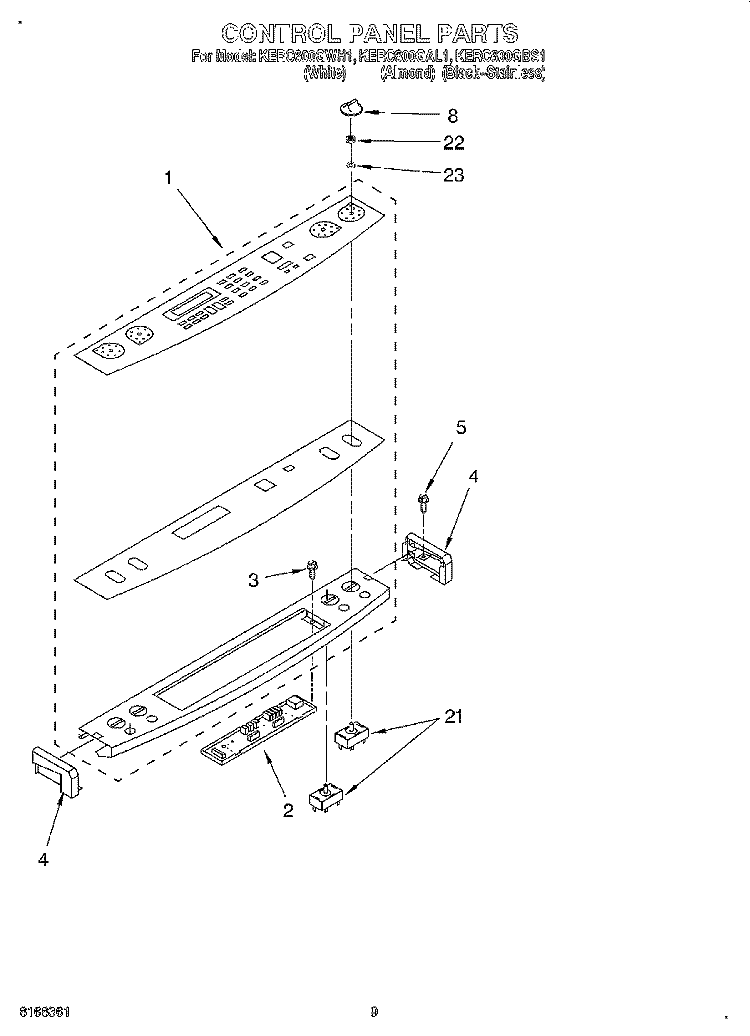 CONTROL PANEL, LIT/OPTIONAL Diagram and Parts List for KERC600GBS1  KitchenAid Range