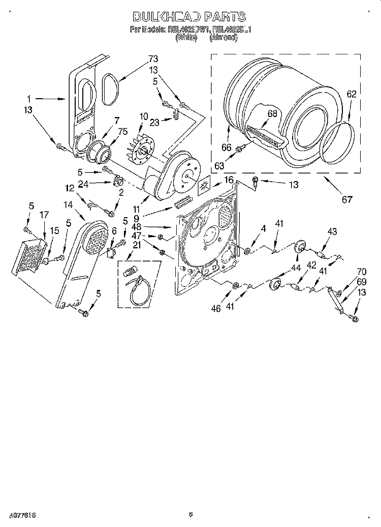 SECTION Diagram and Parts List for REL4622DL1  Roper Dryer