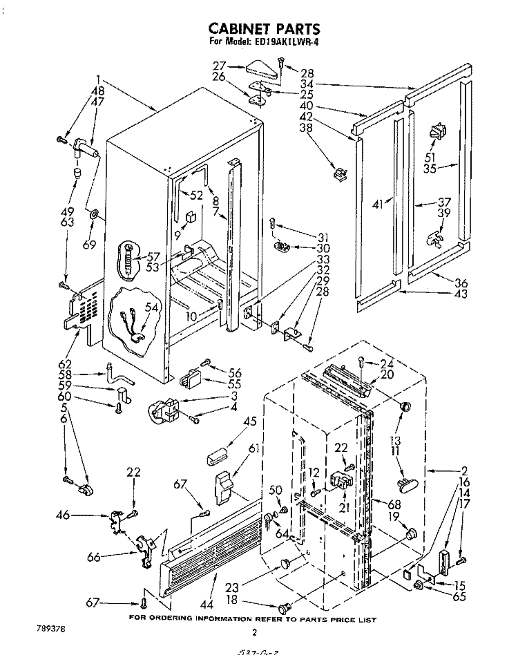CABINET Diagram and Parts List for ED19AK1LWR4  Whirlpool Refrigerator