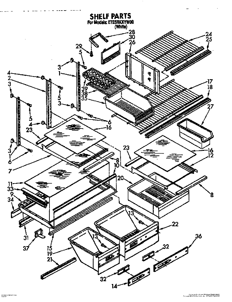 SHELF, OPTIONAL Diagram and Parts List for ET25RKXYW00  Whirlpool Refrigerator