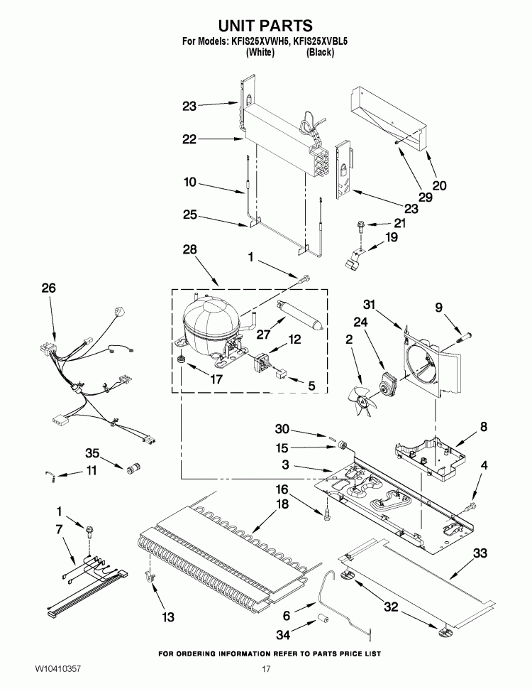 UNIT PARTS Diagram and Parts List for KFIS25XVBL5  KitchenAid Refrigerator