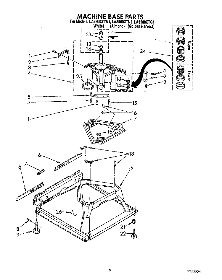MACHINE BASE Diagram and Parts List for LA5500XTG1  Whirlpool Washer