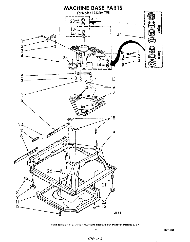 MACHINE BASE Diagram and Parts List for LA6300XPW5  Whirlpool Washer