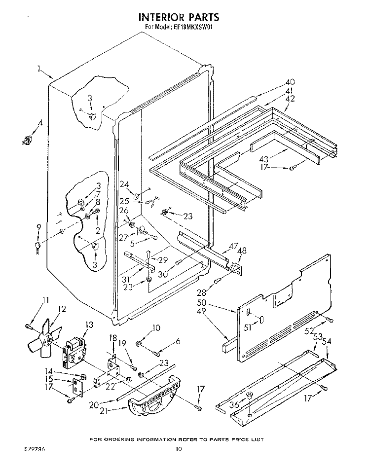 INTERIOR Diagram and Parts List for EF19MKXSW01  Whirlpool Refrigerator