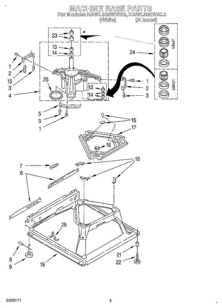 MACHINE BASE Diagram and Parts List for KAWL500WWH0  KitchenAid Washer