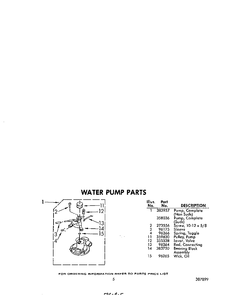 WATER PUMP Diagram and Parts List for LA5805XPW1  Whirlpool Washer