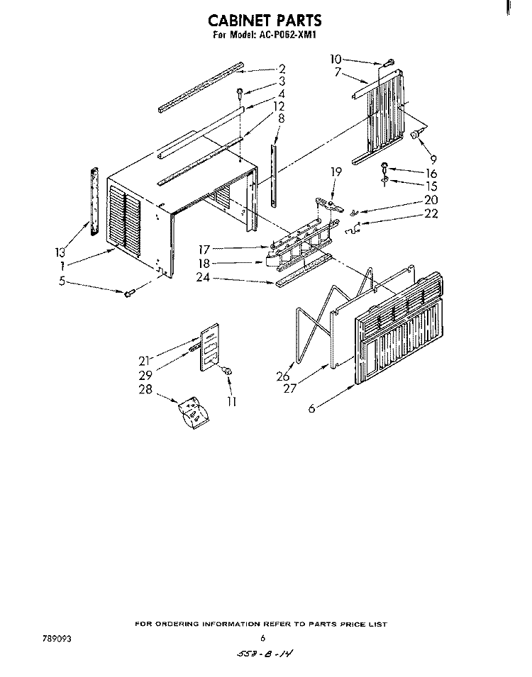 CABINET PARTS Diagram and Parts List for ACP062XM1  Whirlpool Air Conditioner