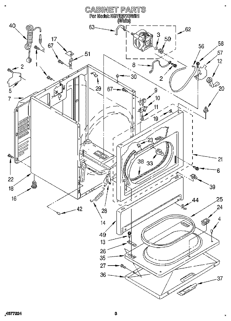 CABINET Diagram and Parts List for KGYE677BWH1  KitchenAid Dryer