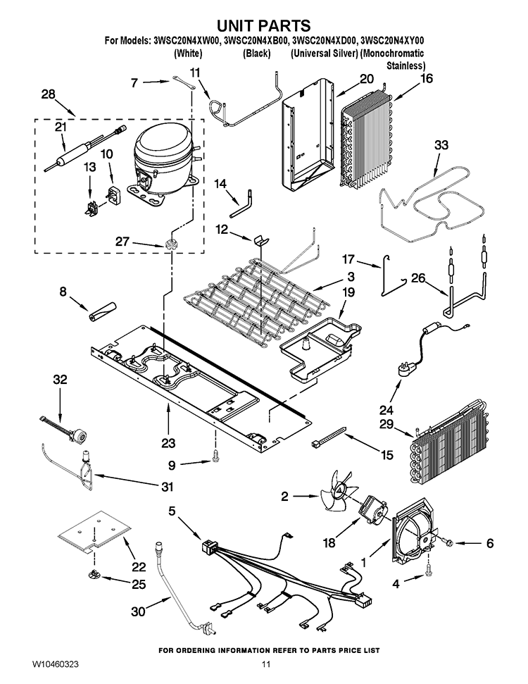 UNIT PARTS Diagram and Parts List for 3WSC20N4XB00  Whirlpool Refrigerator