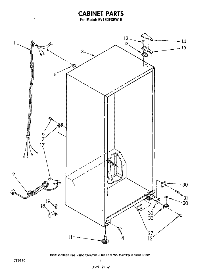 CABINET Diagram and Parts List for EV150FXRW0  Whirlpool Freezer