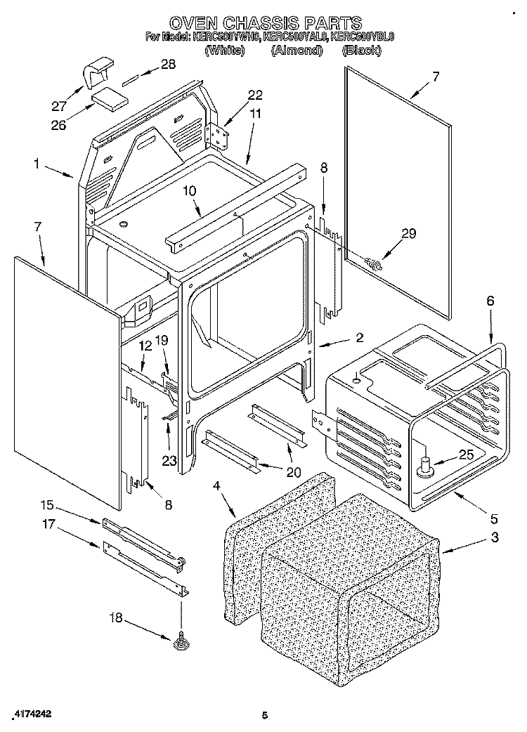 OVEN CHASSIS Diagram and Parts List for KERC500YBL0  KitchenAid Range