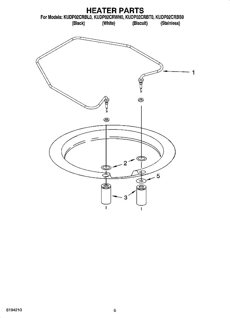 HEATER PARTS Diagram and Parts List for KUDP02CRBT0  KitchenAid Dishwasher