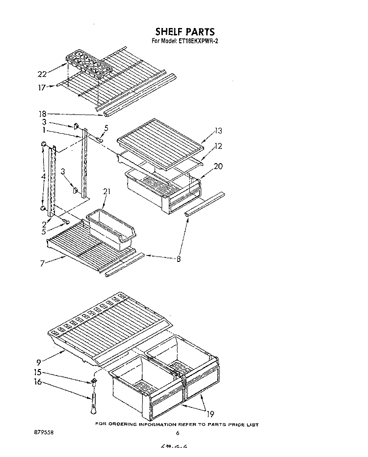 SHELF Diagram and Parts List for ET18EKXPWR2  Whirlpool Refrigerator